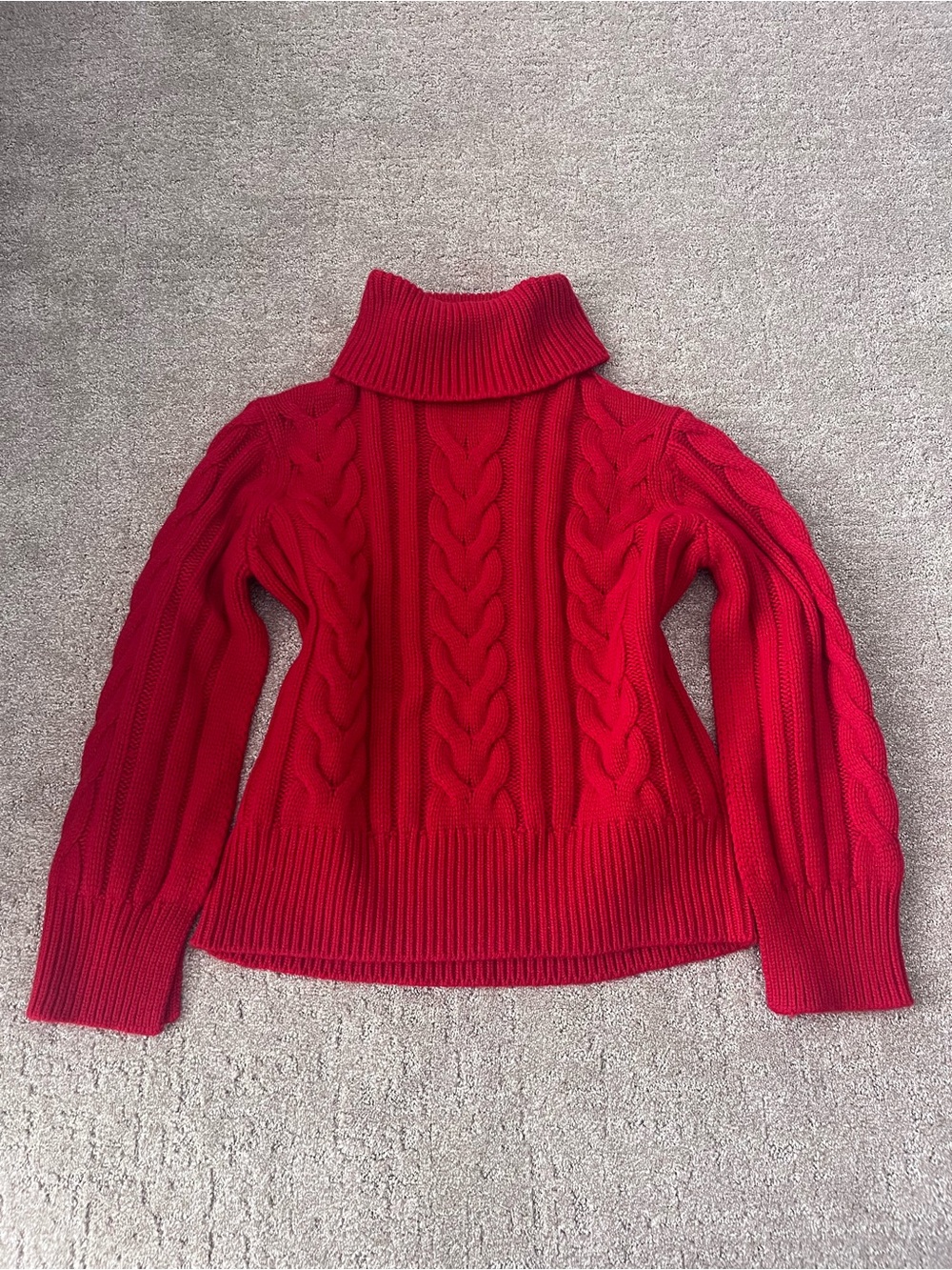 Banana Republic Red Cable-Knit Turtleneck Split Sleeve Sweater Wool/Cashmere NWT